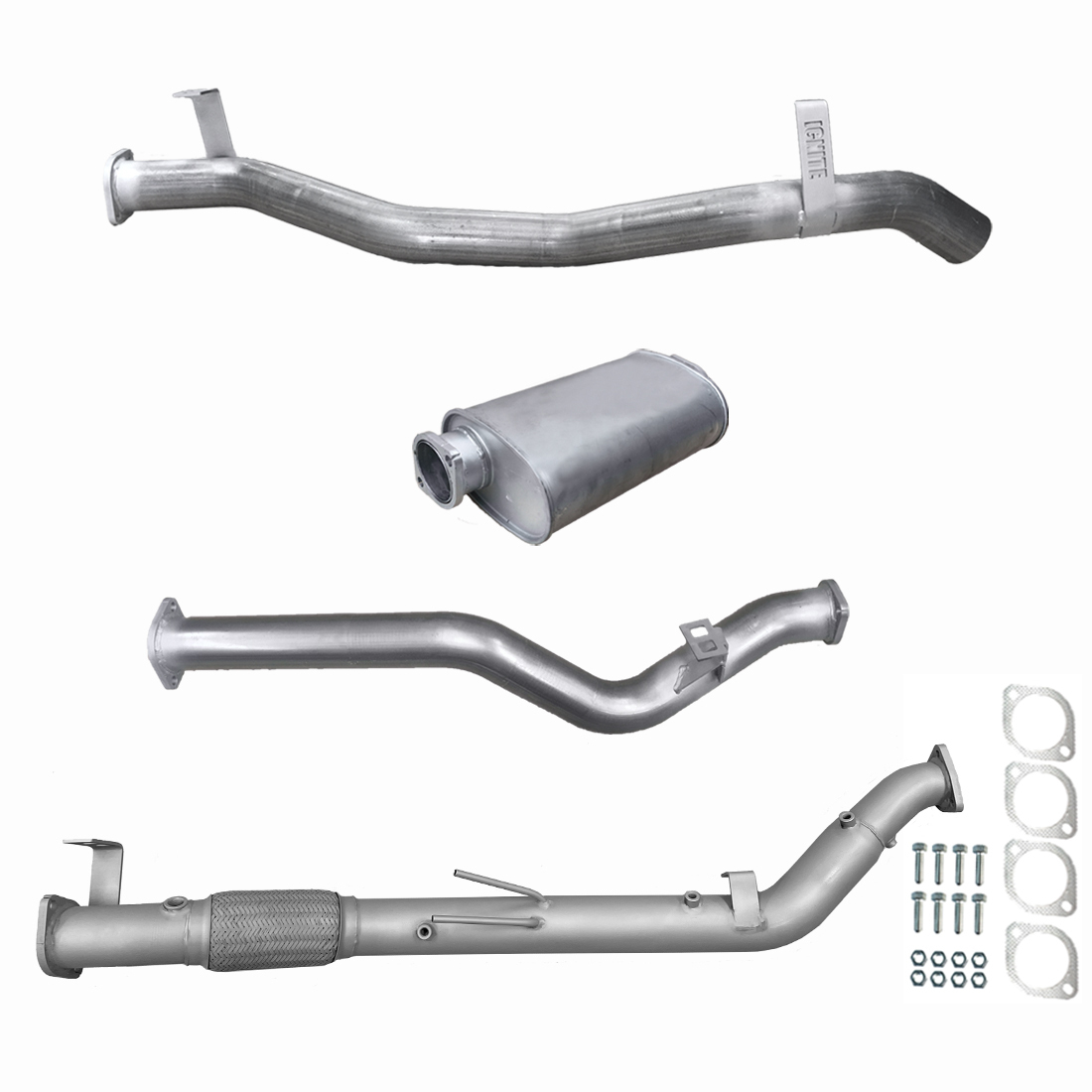Toyota Landcruiser Exhaust 79 Series V8 D/Cab Turbo Back No Cat & Muffler Raw Aluminised Steel image