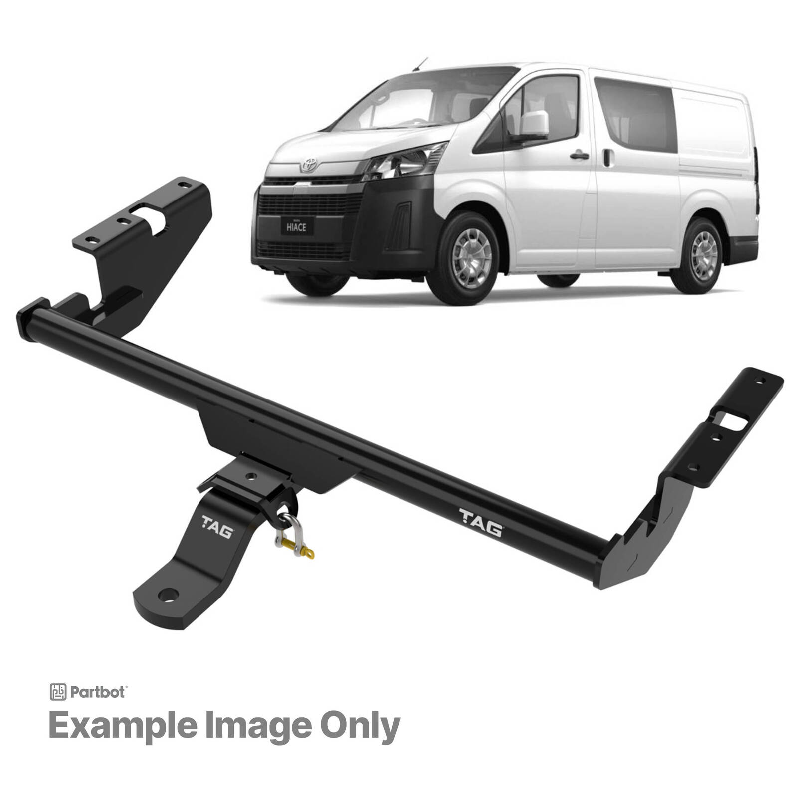 TAG Standard Duty Towbar With Tail Light Protectores for Toyota Hiace SLWB & Commuter Bus (05/2005 - 01/2019) image