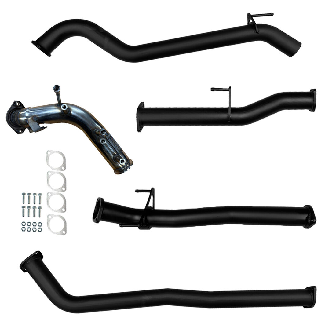 Toyota Hilux Exhaust 2.8L Turbo Back No Cat with Straight Pipe Only Black Aluminised Steel image