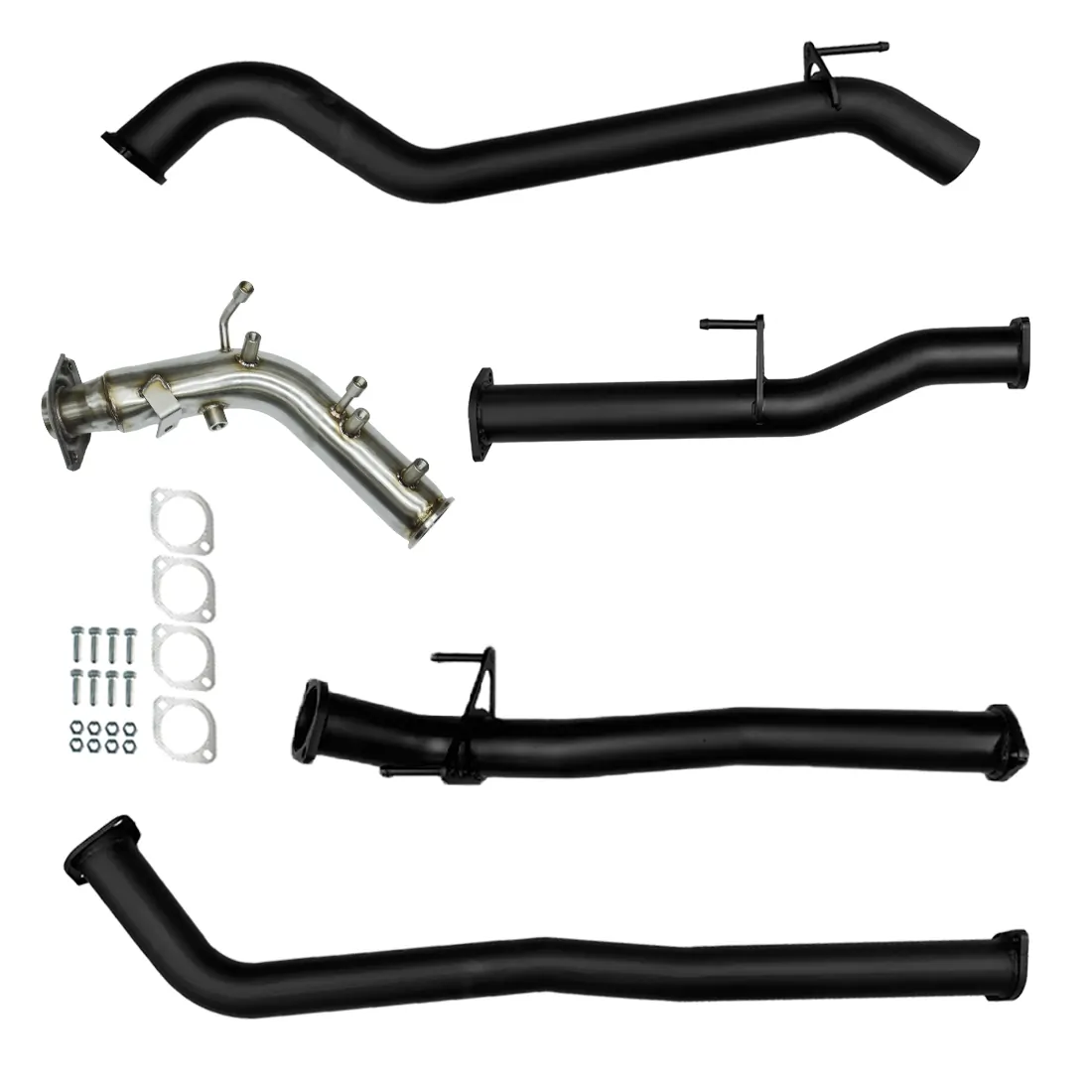 Toyota Hilux Exhaust 2.8L Turbo Back No Cat with Straight Pipe Only Black Aluminised Steel