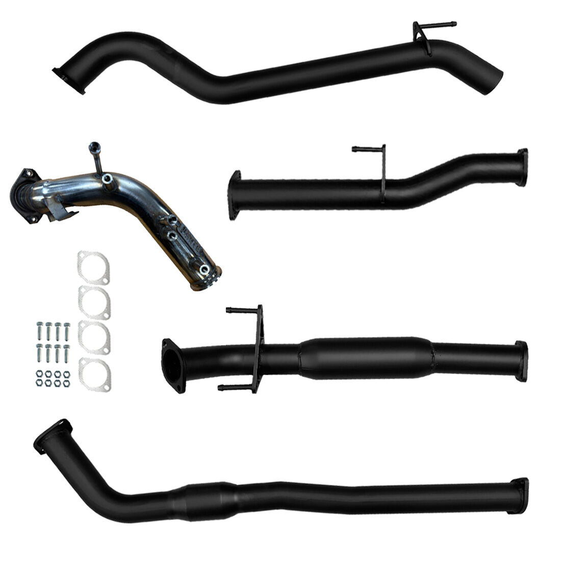 Toyota Hilux Exhaust 2.8L Turbo Back Cat with Hotdog Black Aluminised Steel image