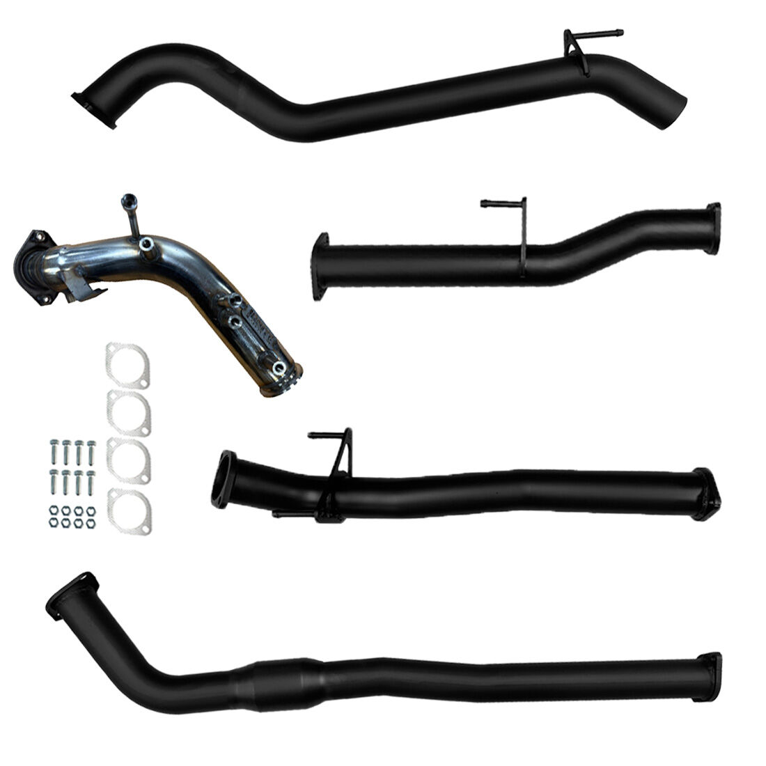Toyota Hilux Exhaust 2.8L Turbo Back Cat with Straight Pipe Only Black Aluminised Steel image