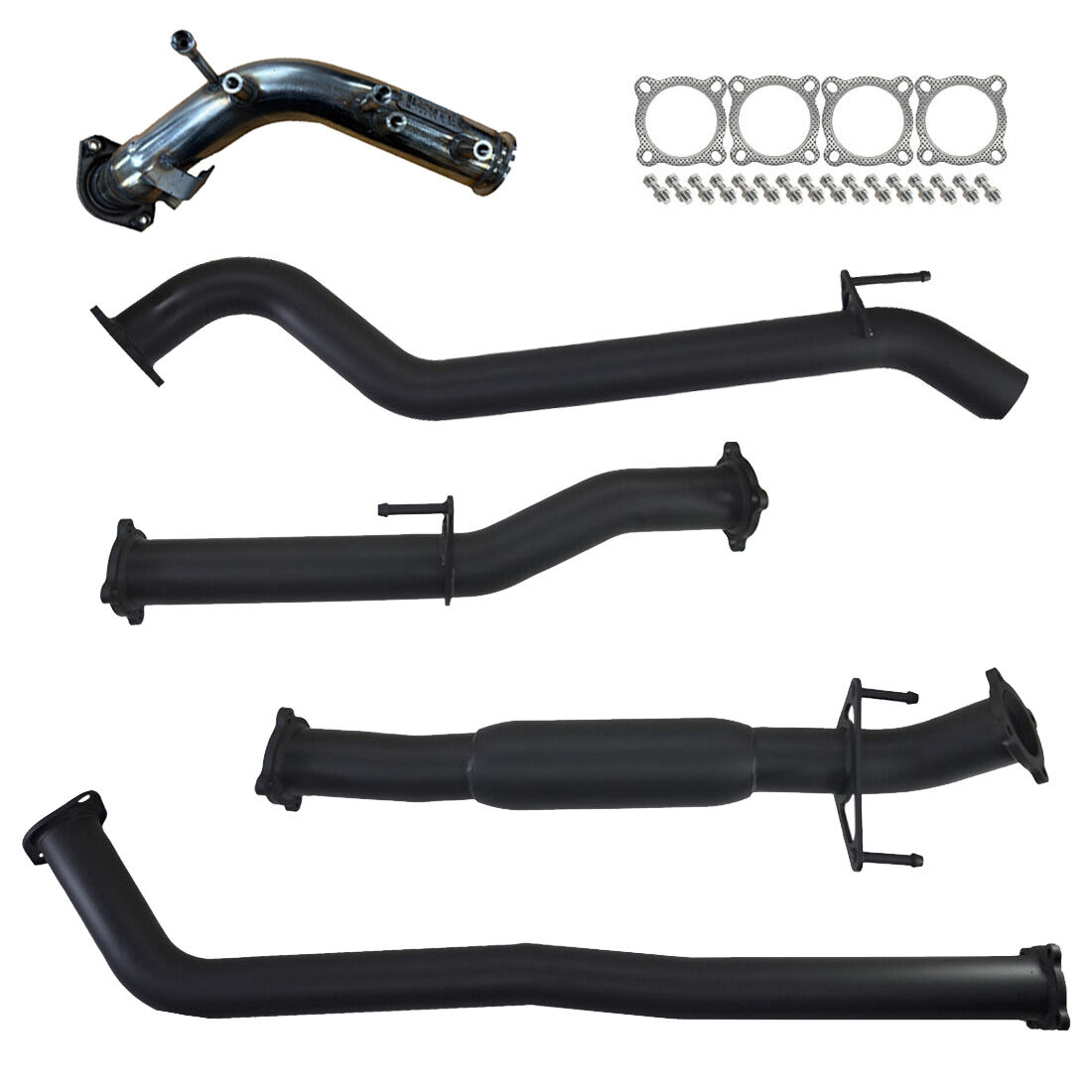 Toyota Hilux Exhaust 2.8L Turbo Back No Cat with Hotdog 409 Stainless Steel image
