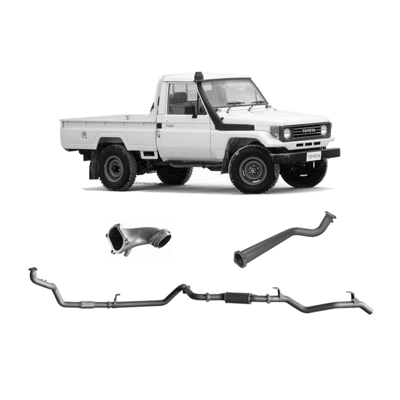 Redback Extreme Duty Exhaust for Toyota Landcruiser 75 Series Leaf Suspension Front with 1HD Conversion image