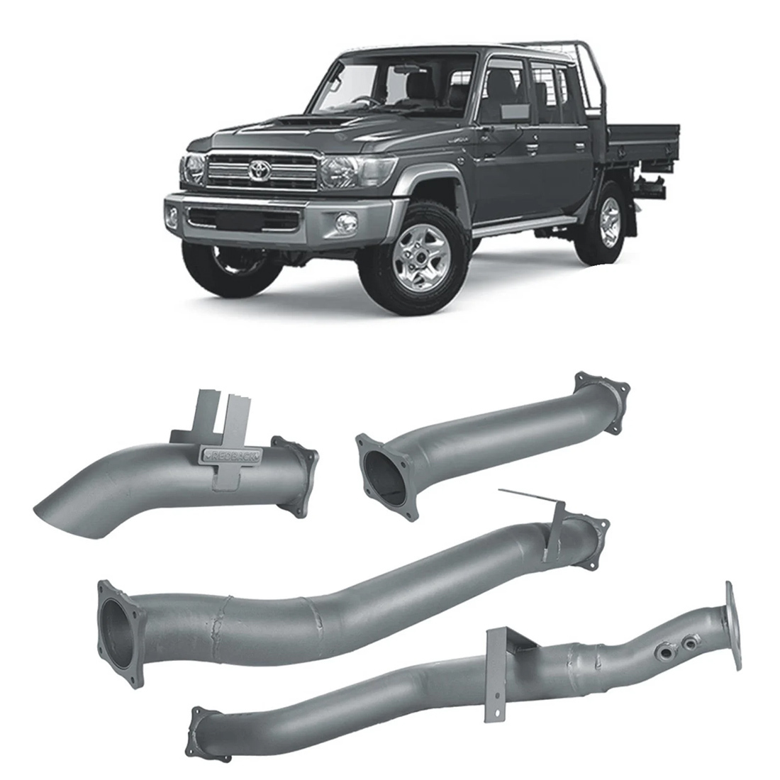 Redback Extreme Duty 4" DPF Back Exhaust with Muffler Delete for Toyota Landcruiser 79 Series Dual Cab image