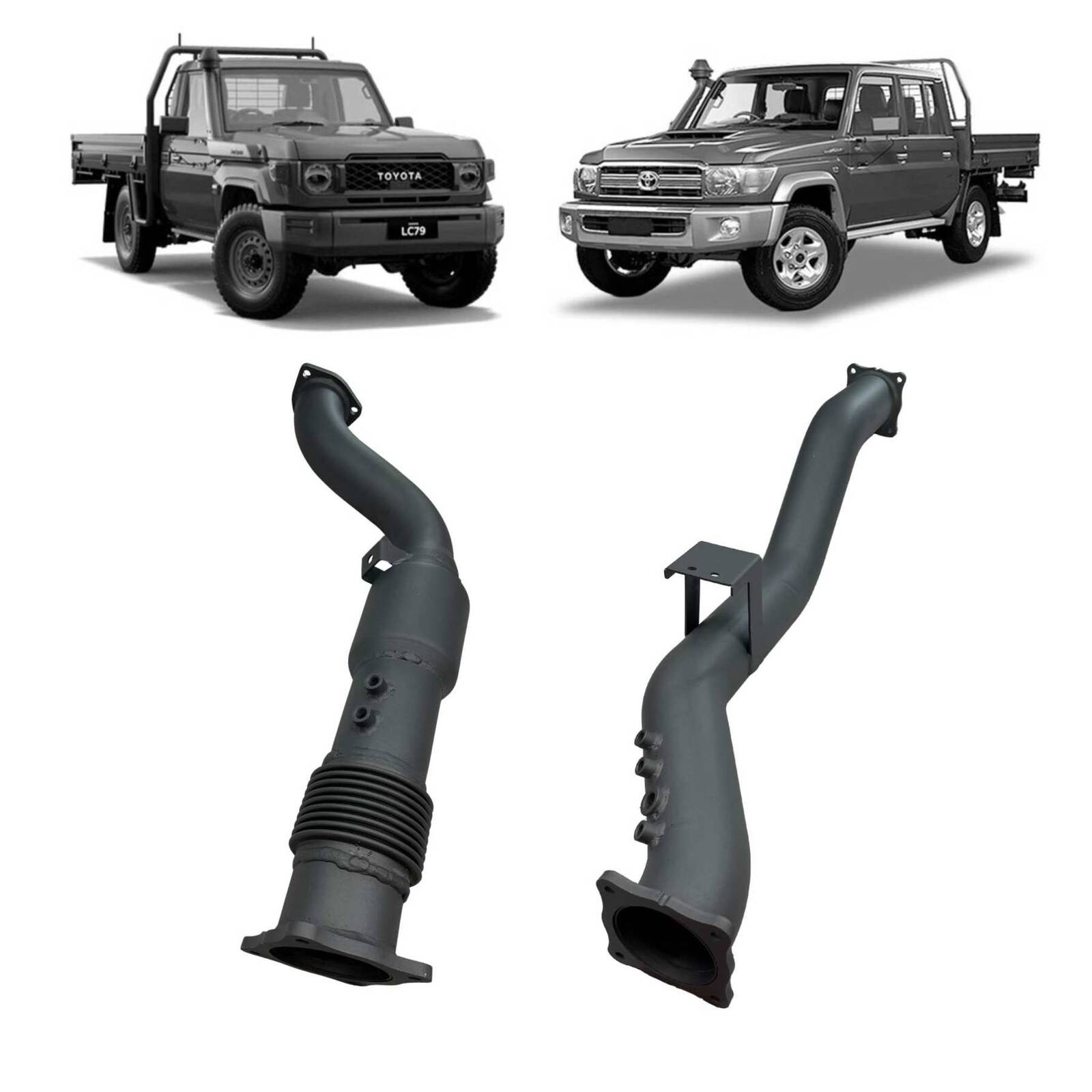 Redback Extreme Duty 4" Exhaust DPF Adapter Pipe with Cat for Toyota Landcruiser 79 Series (2012 - 2024) image