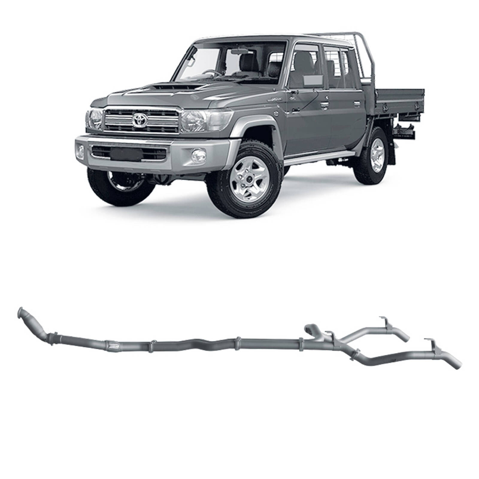 Redback Extreme Duty Twin Exhaust for Toyota Landcruiser 79 Series Double Cab (10/2012 - 10/2016) image