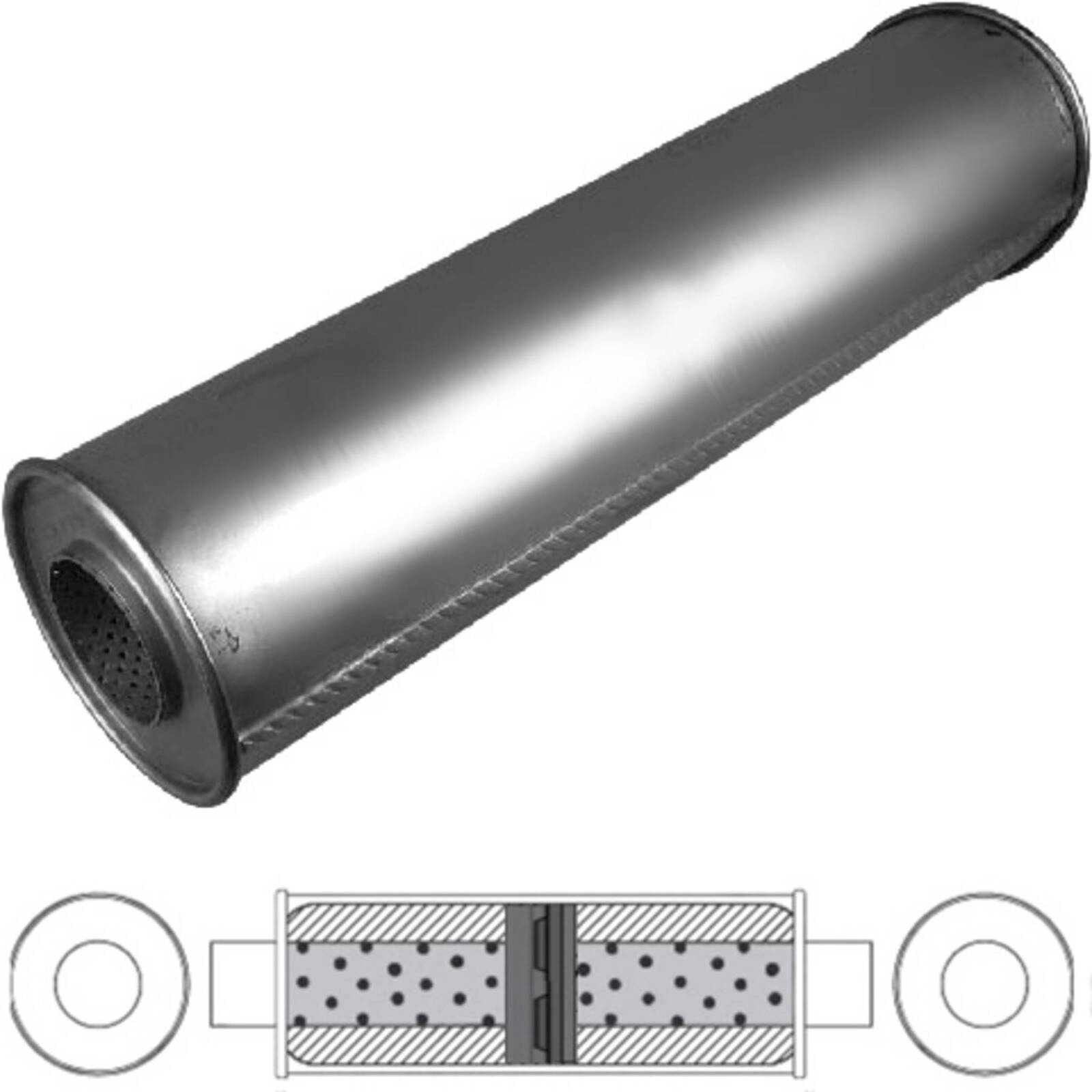 6" Round, 24" Long, ID 2 1/2", C/C, S/Thru, G/P, Aluminised image