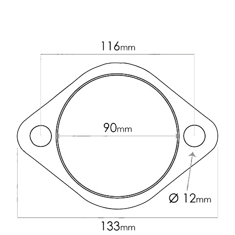 Flange gasket, Universal, ID 90mm (3 1/2"), 2 Bolts image