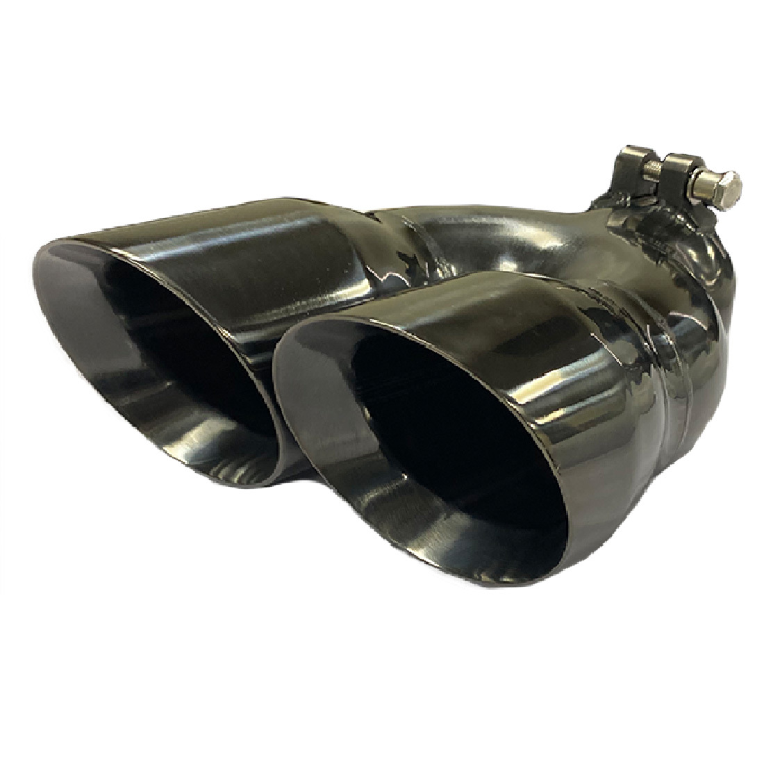 3" - Twin 4" Angle Cut Inner Cone Left Hand Tapered Black Chrome Finish image