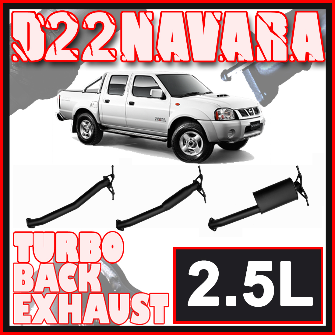 Nissan D22 Navara Exhaust 2.5L 3" Systems image