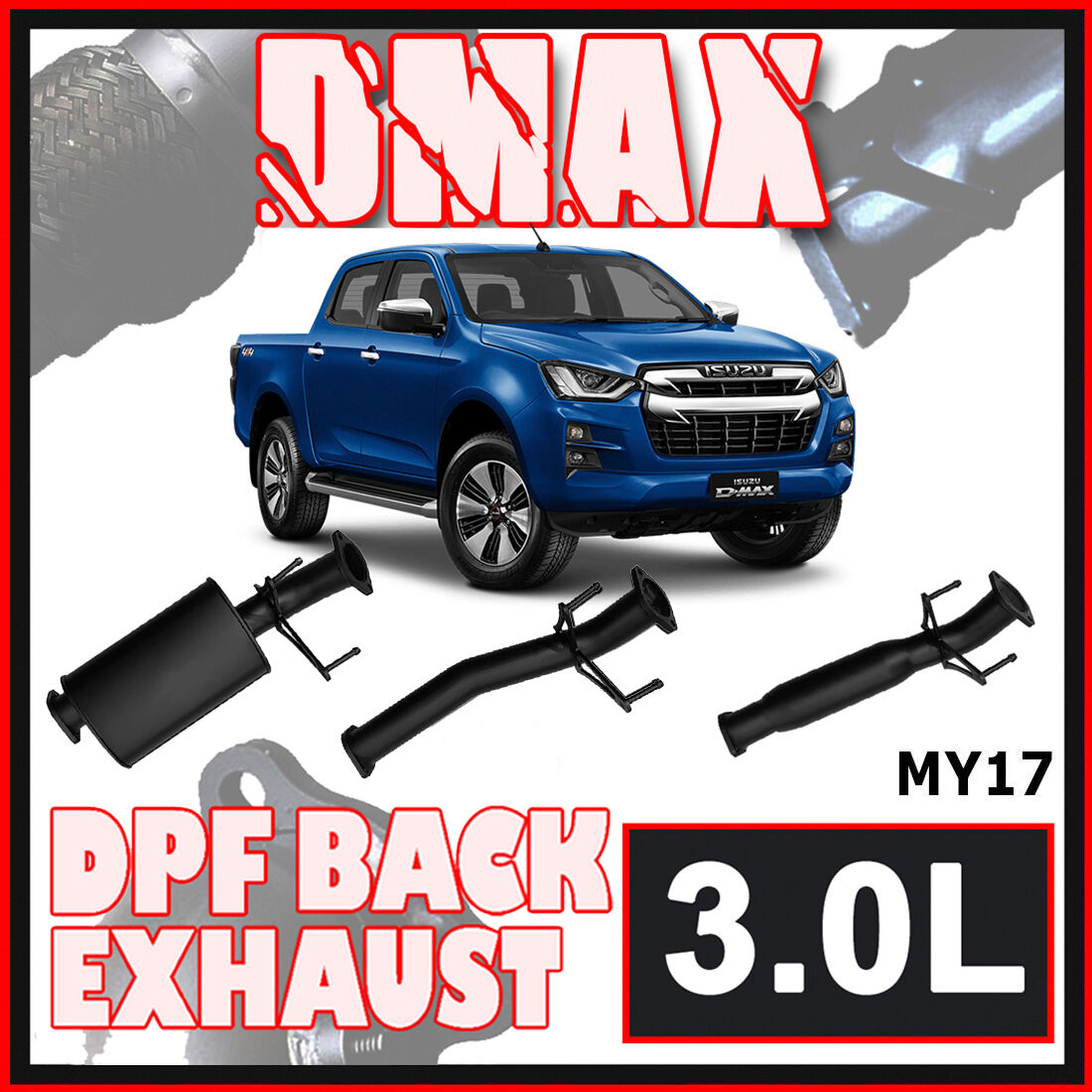 Isuzu D-Max Exhaust 2016-2020 3L DPF Model 3" DPF and Turbo Back Systems image