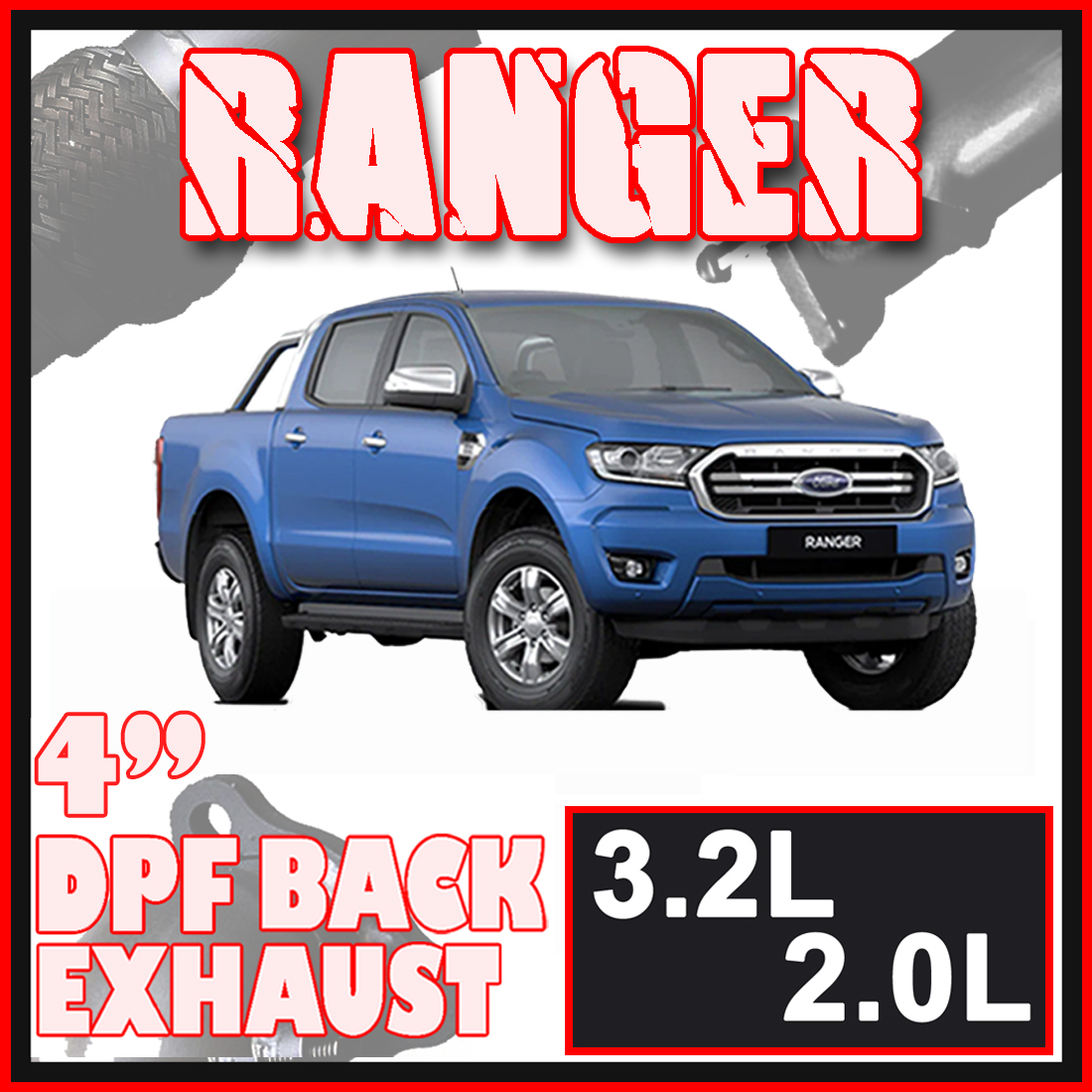 Ford Ranger PX/PX2/PX3 4" Stainless Steel DPF Model Ignite Exhaust image