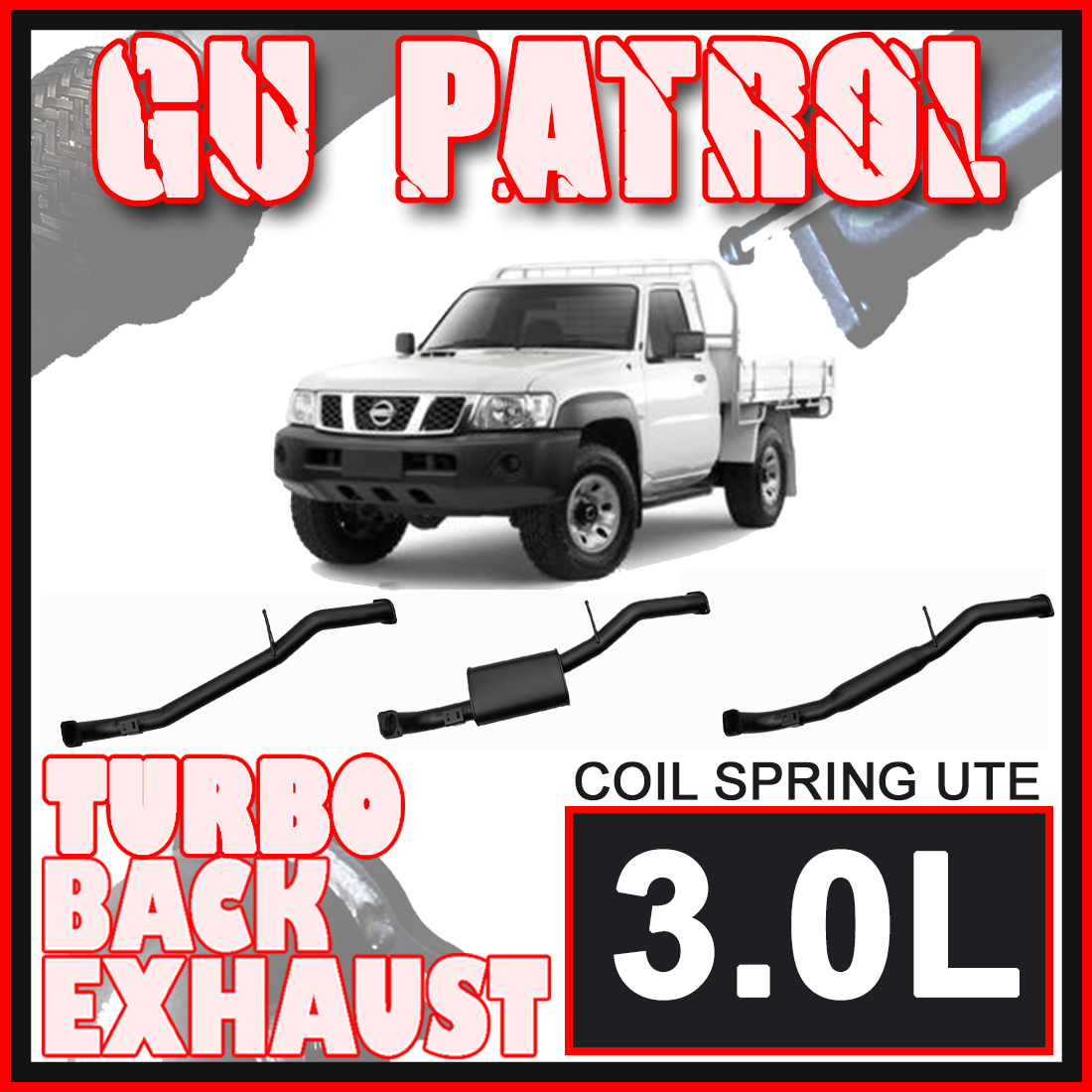 Nissan GU Patrol Exhaust Coil Spring Ute 3L 3" Inch Systems image