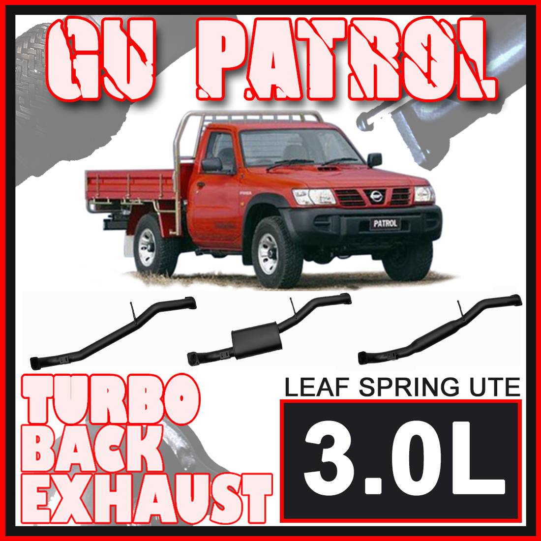Nissan GU Patrol Exhaust Leaf Spring Ute 3L 3" Inch Systems image