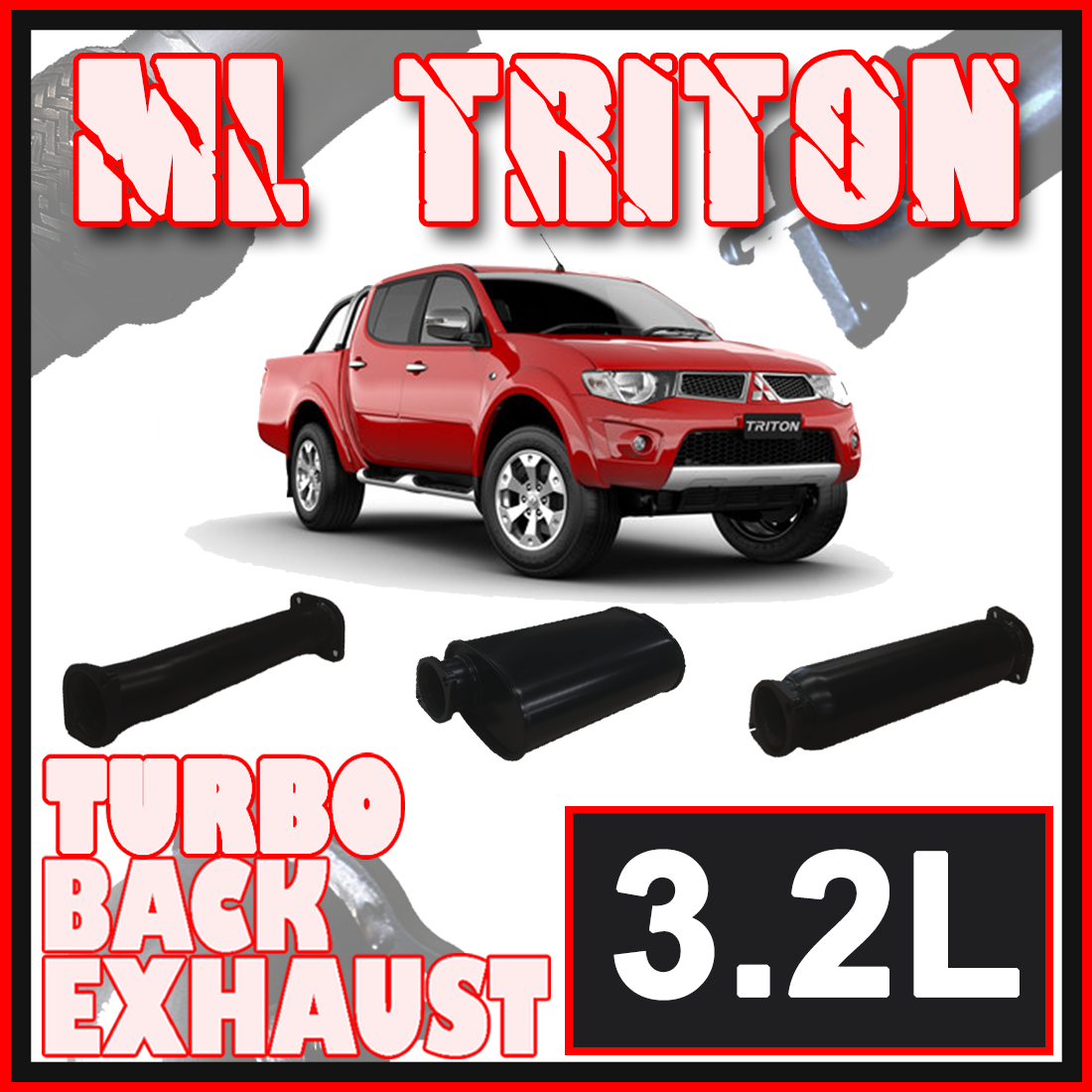 Mitsubishi ML Triton Exhaust 3.2L 3" Turbo Back Systems image