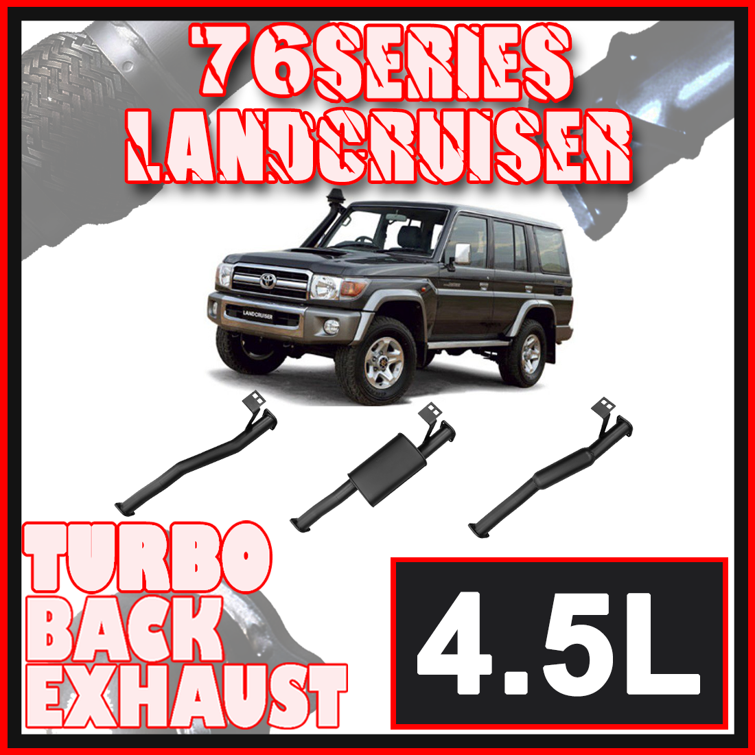 Toyota Landcruiser Exhaust 76 Series Wagon 3" Turbo Back Systems image