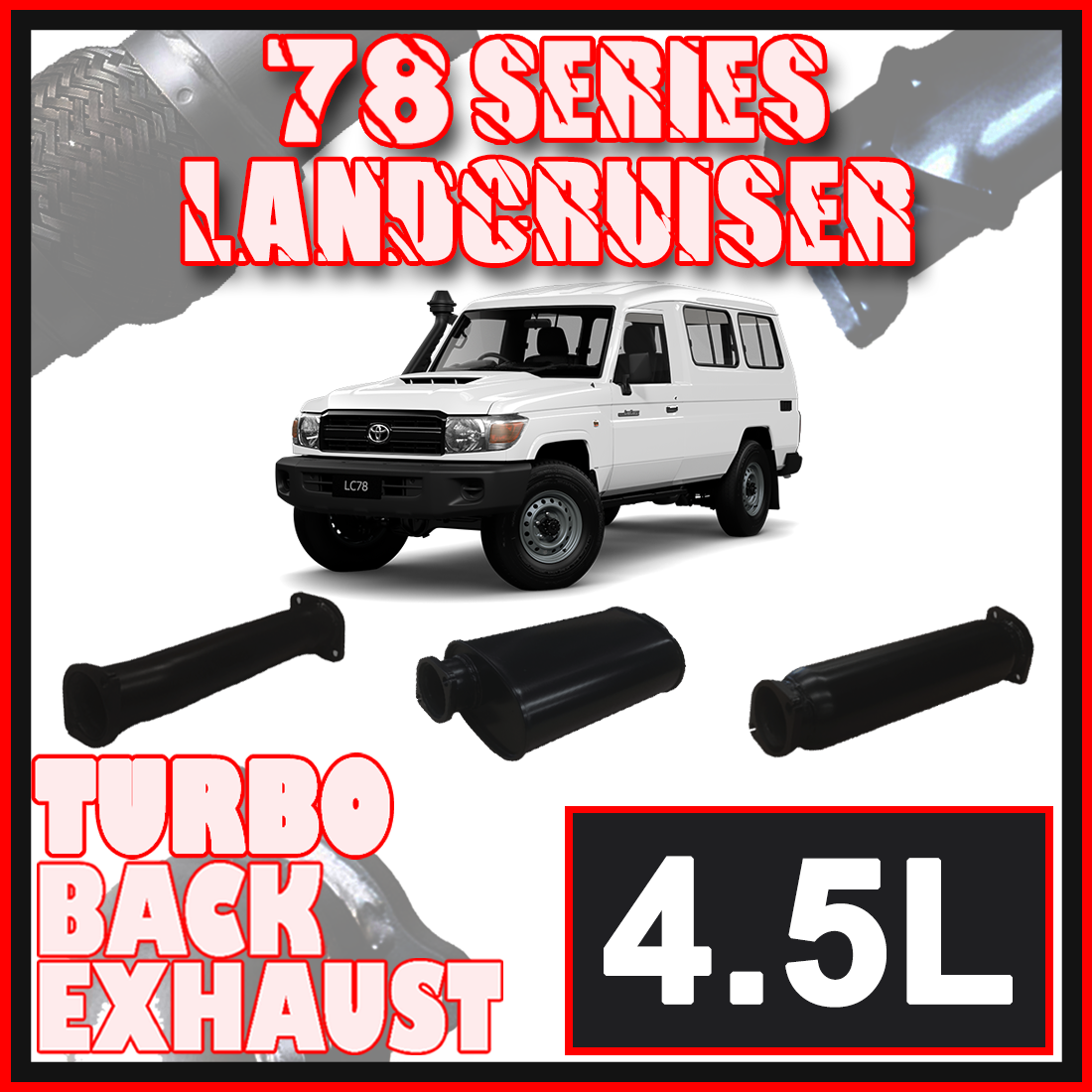 Toyota Landcruiser Exhaust 78 Series Troop Carrier 3" Turbo Back Systems image