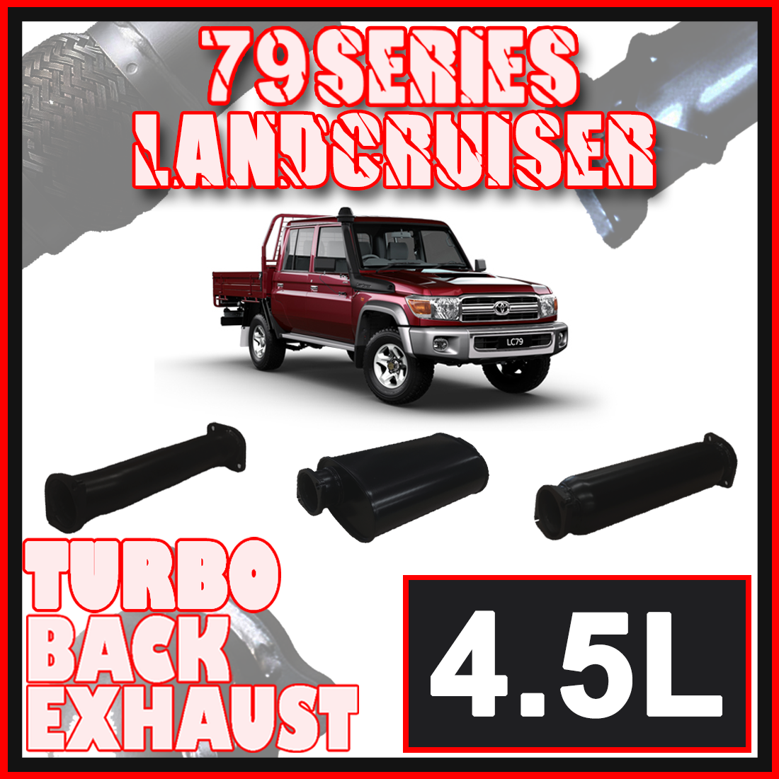 Toyota Landcruiser Exhaust 79 Series Dual Cab 3" Turbo Back Systems image