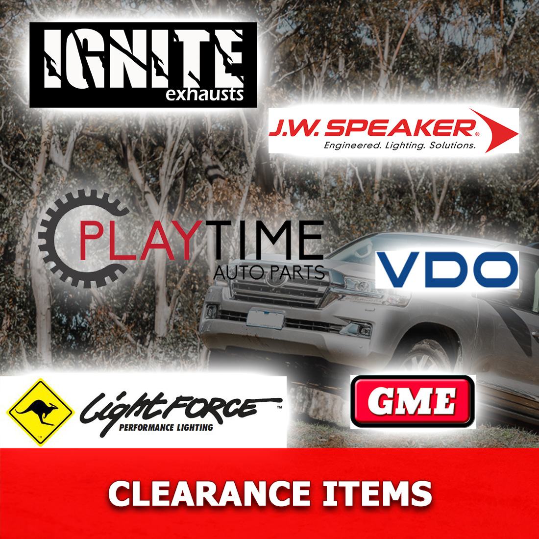Playtime Auto Parts. Clearance Items.