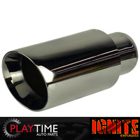 3.5" Exhaust Tip Double Walled / Angle Cut Inner Cone Black Chrome Finish