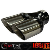Angle Cut Inner Cone Dual 3" Exhaust Tip Right Hand Horizontal Straight Polished Finish for Ute