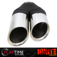 Angle Cut Inner Cone Dual 3" Exhaust Tip Left Hand Tapered Polished Finish