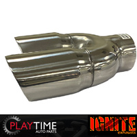 3" - Twin 3 1/2" Angle Cut Inner Cone Right Hand Stepped Polished Finish